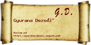 Gyurana Dezső névjegykártya